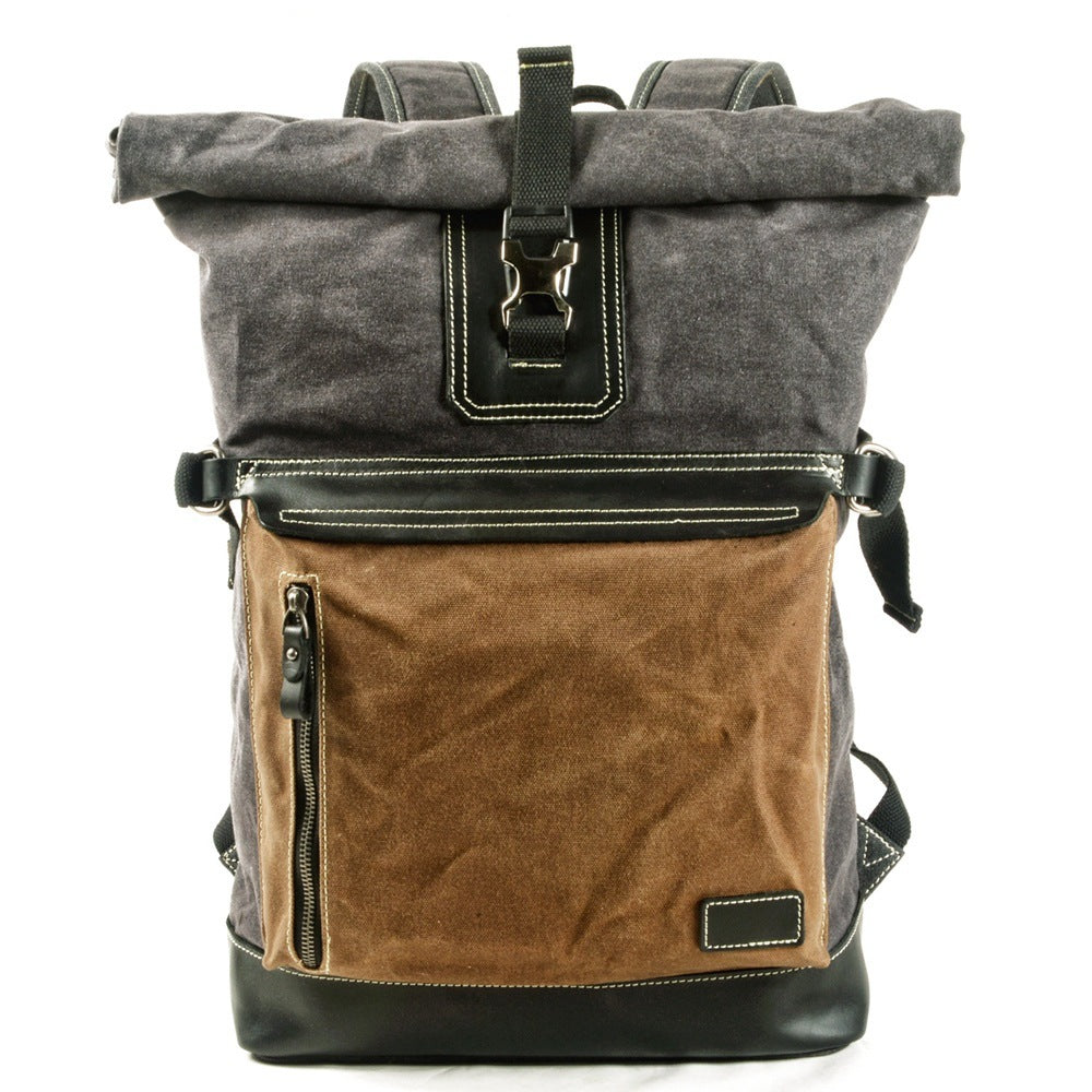 contrast color pepper and salt scroll backpack