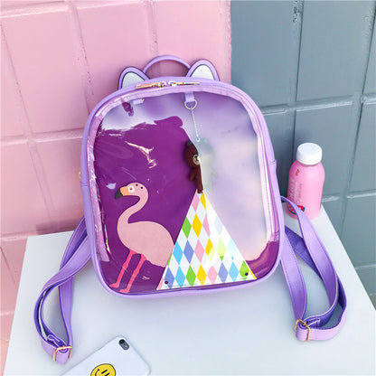 korean girls transparent candy color cute student schoolbag