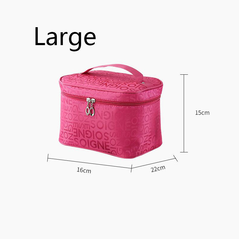 a lot of letter satin bento style portable cosmetic bag