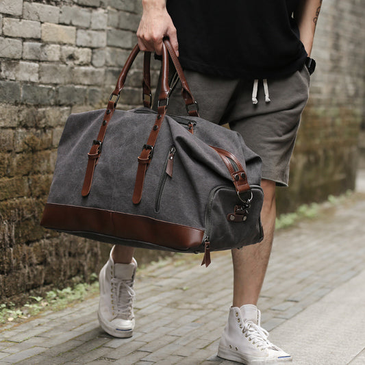 retro canvas tote bag travel bag male fashion trend large capacity short distance travel luggage bag shoulder bag male