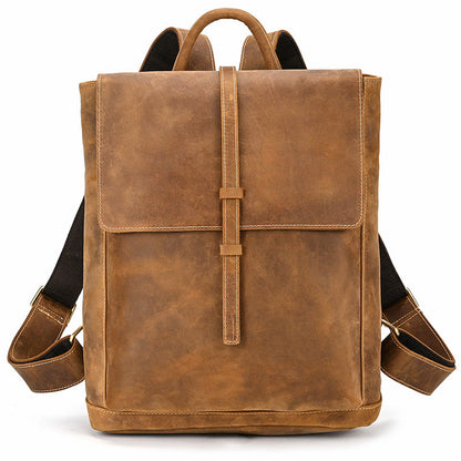 crazy horse leather backpack mens retro outdoor bag