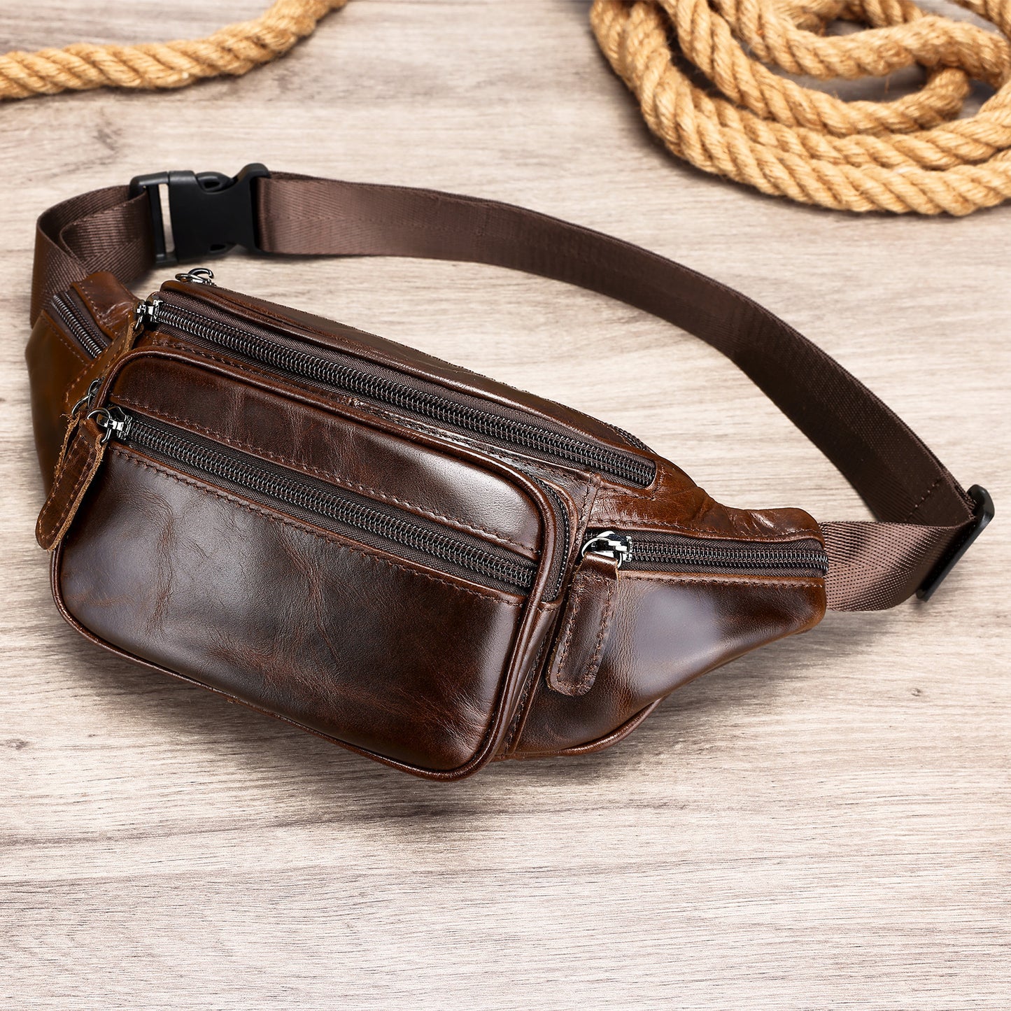retro casual mens leather belt bag