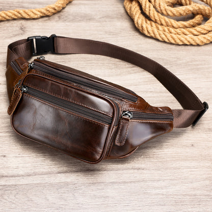 retro casual mens leather belt bag