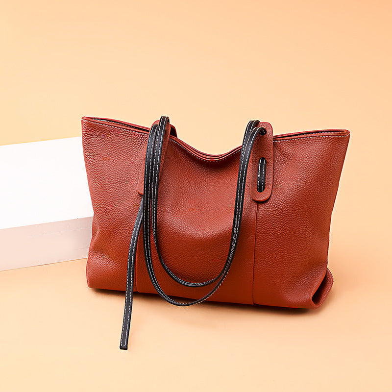 European And American Casual Top Layer Cowhide Handbag