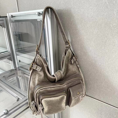 retro high grade texture multi pocket motorcycle bag