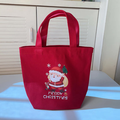 minimally handheld christmas printed canvas bag