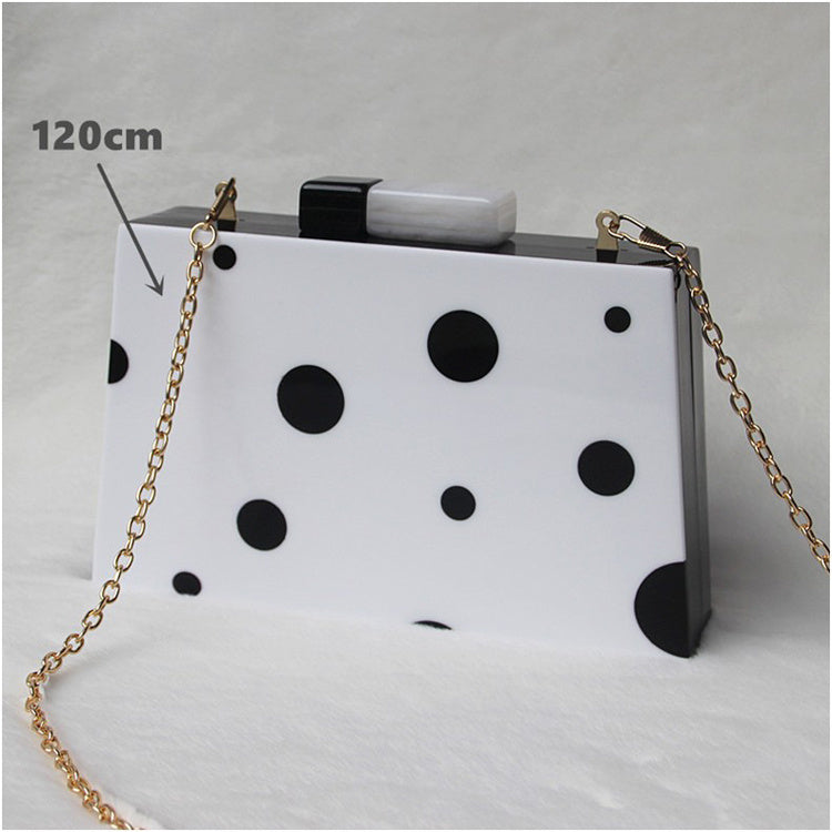 dinner bag wedding bag black and white polka dot clutch bag european and american fashion new