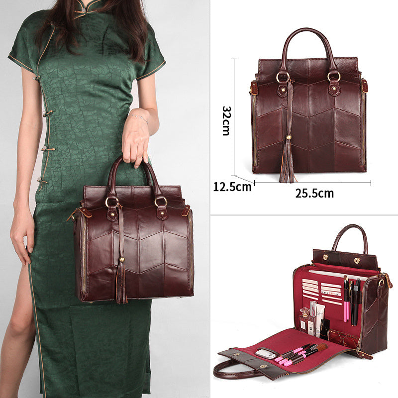 womens large capacity genuine leather multifunctional portable shoulder bag