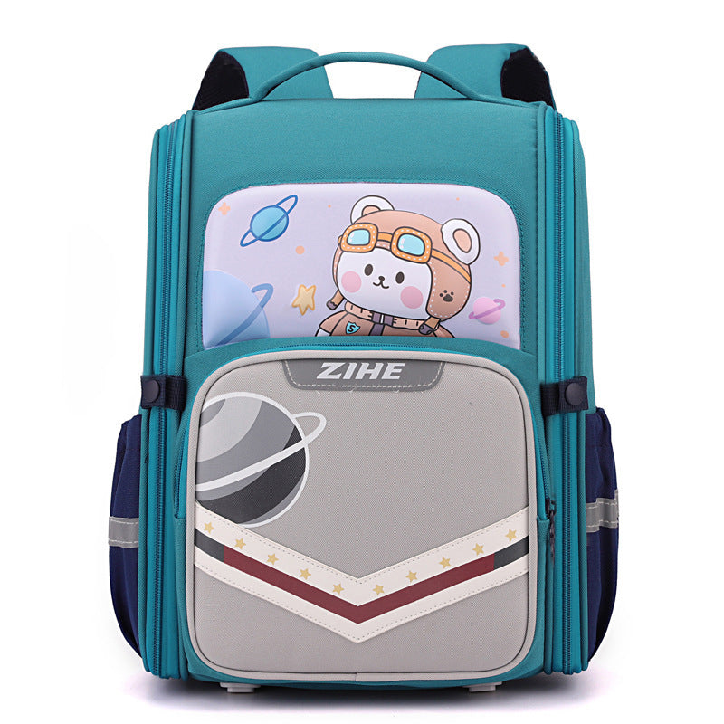 cartoon backpack for reducing burden and protecting the spine