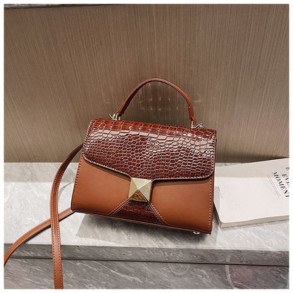 mining stone pattern stitching square pouch womens classic all match niche shoulder bag