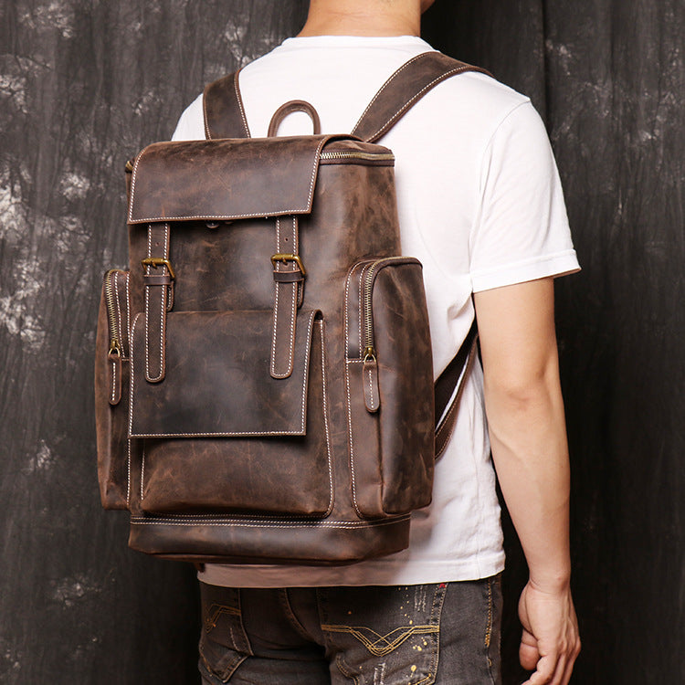 mens backpack crazy horse leather