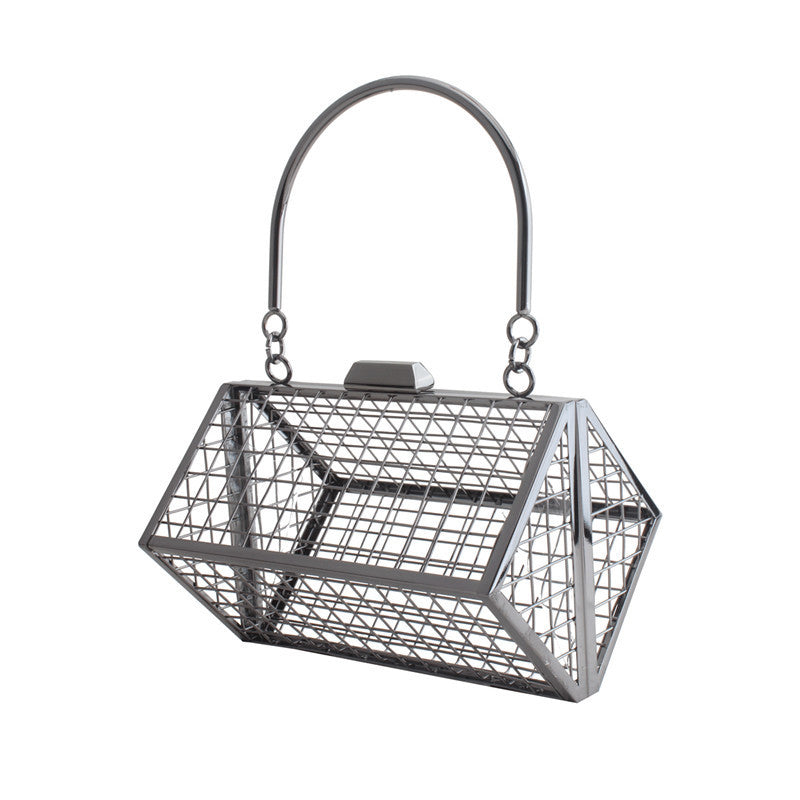 fashion metal hollow iron mesh bag portable diagonal banquet dress dinner