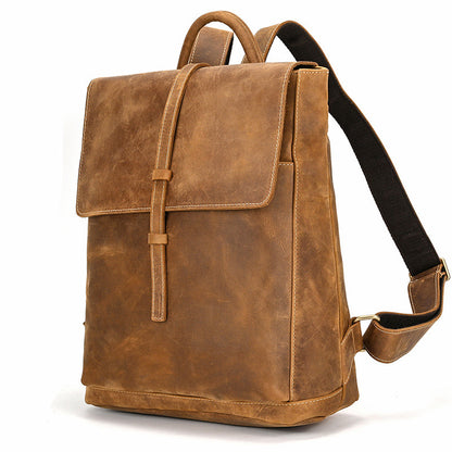 crazy horse leather backpack mens retro outdoor bag
