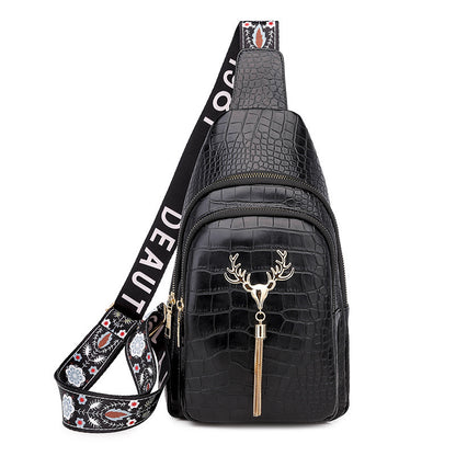 deer tassel design crossbody bag fashion letter embroidery chest bags for women