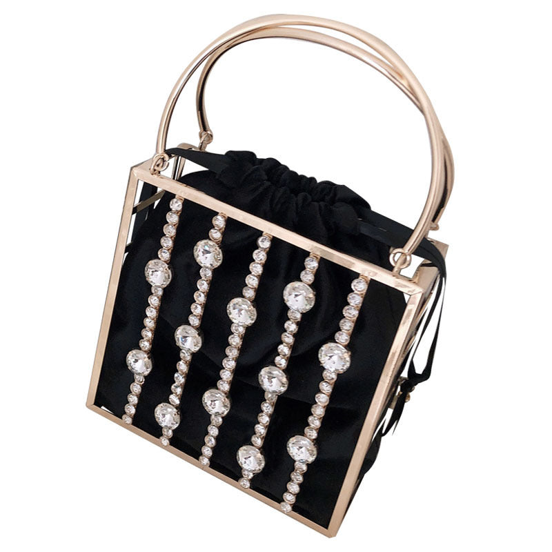 niche diamond studded dinner bag fashionable metal