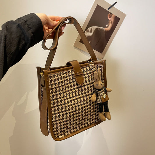 trendy all match houndstooth elegant shoulder bag