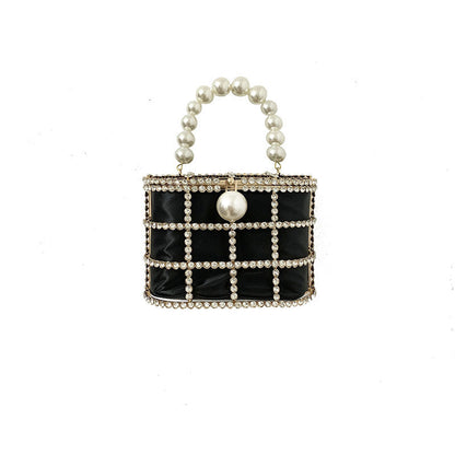 womens fashion casual pearl bucket dinner bag