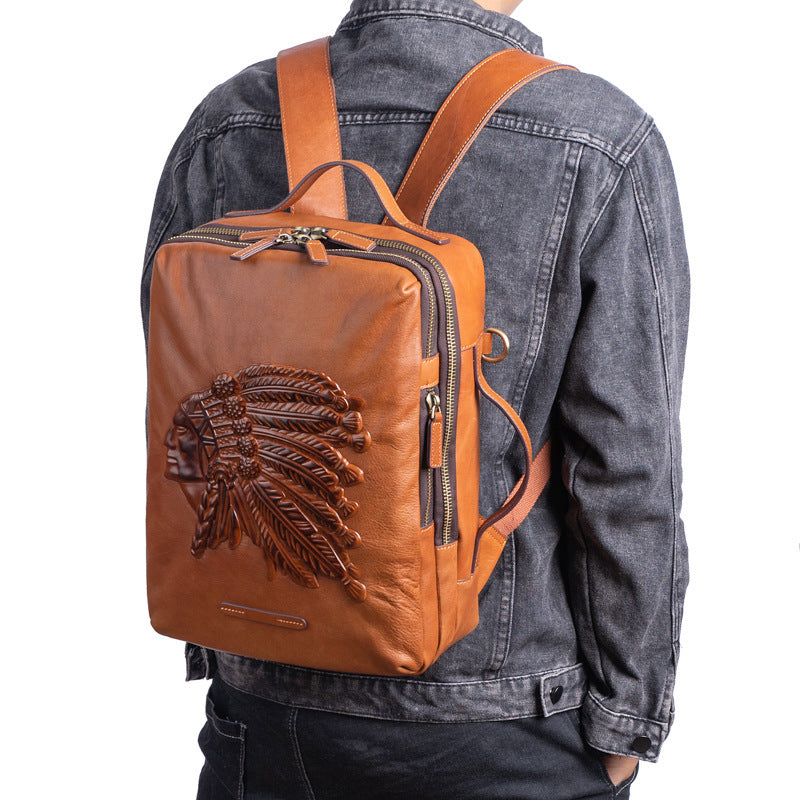 first layer cowhide mens backpack 1