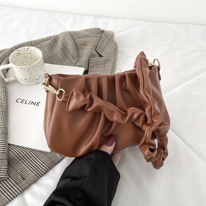 Fashionable Pleated Cloud Casual Fashionable Simple Texture Underarm Shoulder Bag