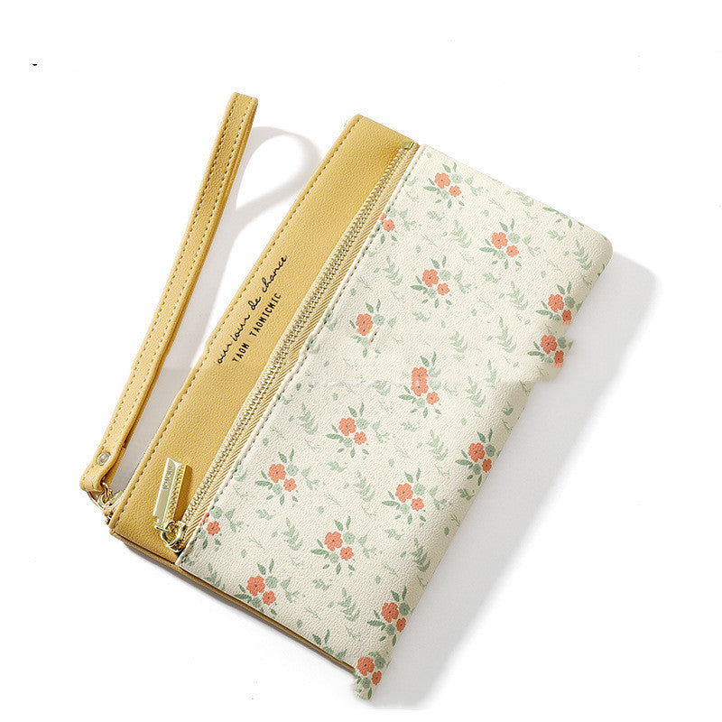 womens long wallet korean style large capacity hand zipper bag floral leather long purses and handbags women bags