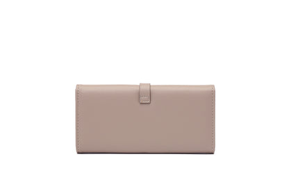 long metal buckle simple tri fold clutch