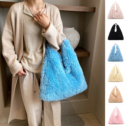 new autumn and ainter plush handbags large capacity shoulder armpit bag cute fashion luxury designer tote bags for women trend