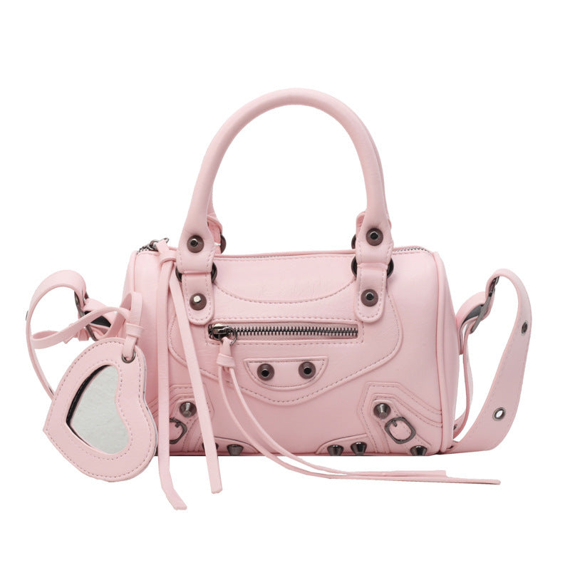 portable tassel rivet shoulder crossbody underarm pillow bag