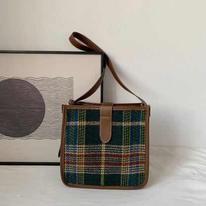 womens retro plaid crossbody fashion bag