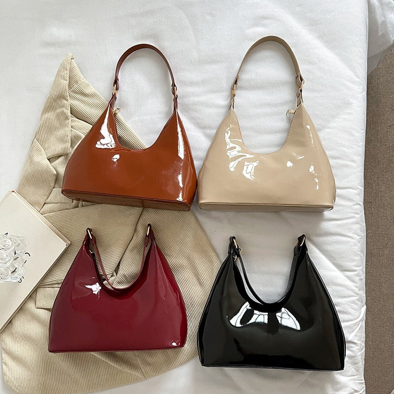 womens casual patent leather fashionable handbag