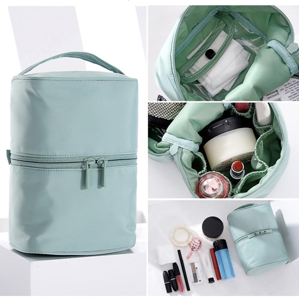 multifunctional portable travel cylinder cosmetic bag can be folded