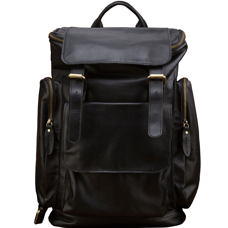 handmade genuine leather british style large capacity mens backpack retro