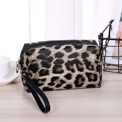 internet famous leopard print cosmetic storage bag