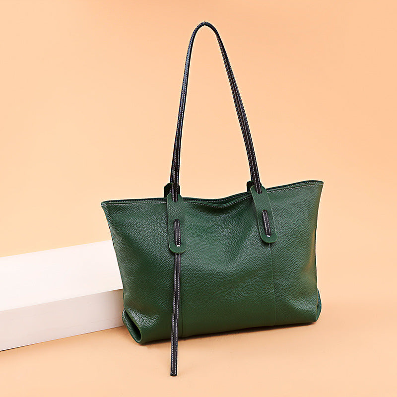 European And American Casual Top Layer Cowhide Handbag