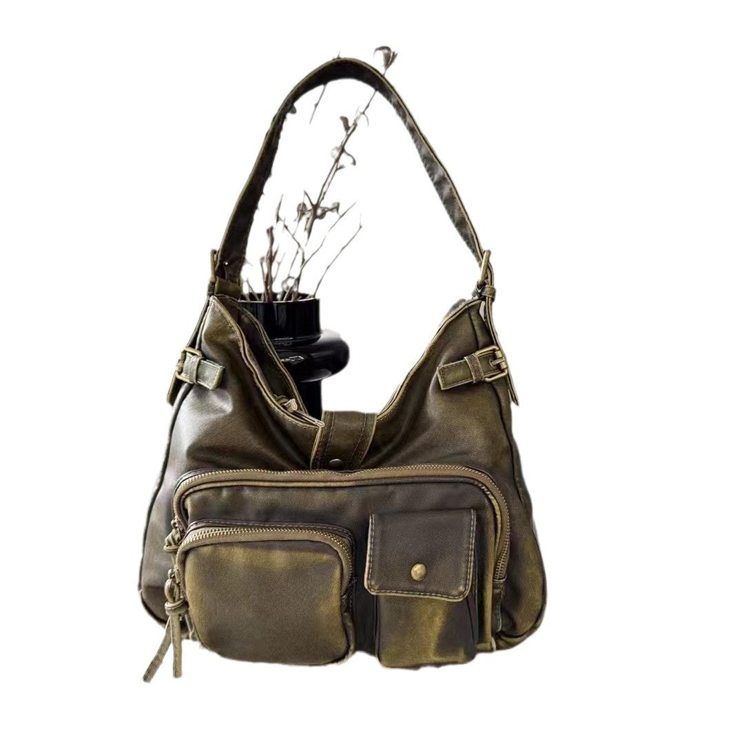 retro high grade texture multi pocket motorcycle bag