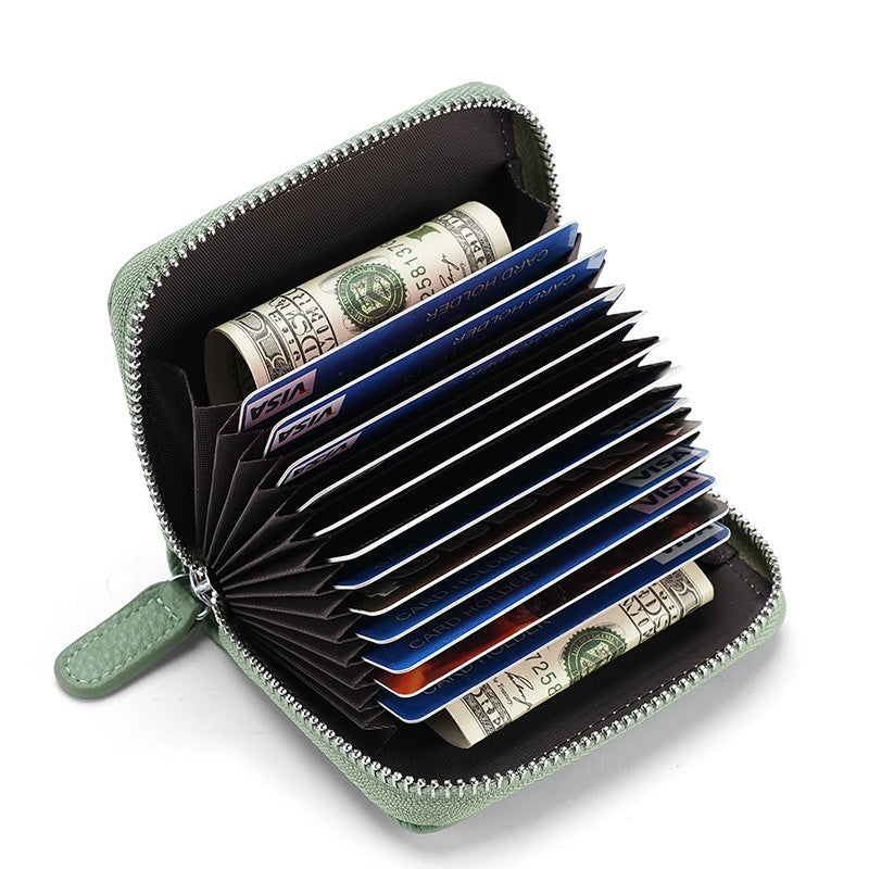 2024 rfid genuine leather card wallet men women purse with coin pocket zipper credit card holder small wallets bags