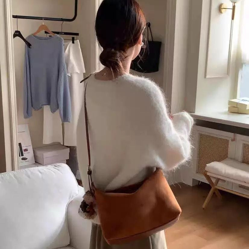 Retro Suede Minimalist Commuter Deer-Skin Faux Suede Crossbody Bag