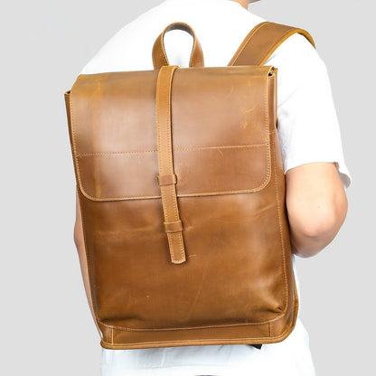 leather horse leather outdoor bag large capacity leisure laptop travel backpack