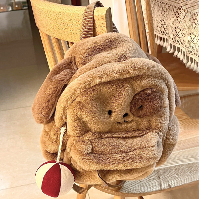 cartoon plush puppy backpack