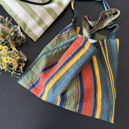 retro contrast rainbow stripe shoulder bag