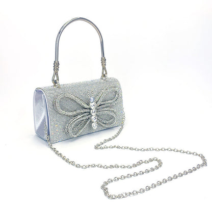 dinner dress garment butterfly shiny diamond small square bag