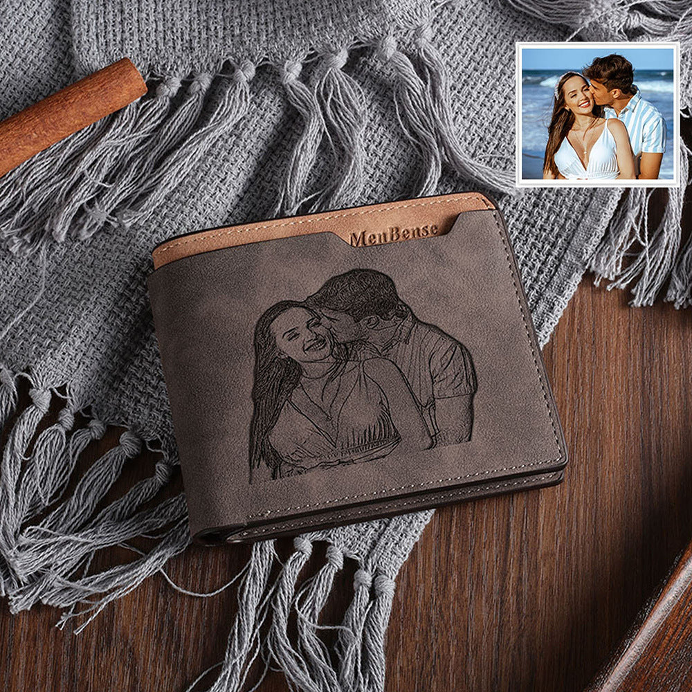 photo engraving wallet fathers day boyfriend holiday gift