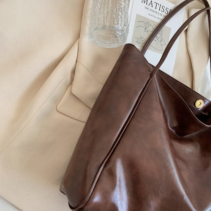 fashion handbag new autumn and winter japanese and korean large capacity soft leather shoulder bag retro casual handbag