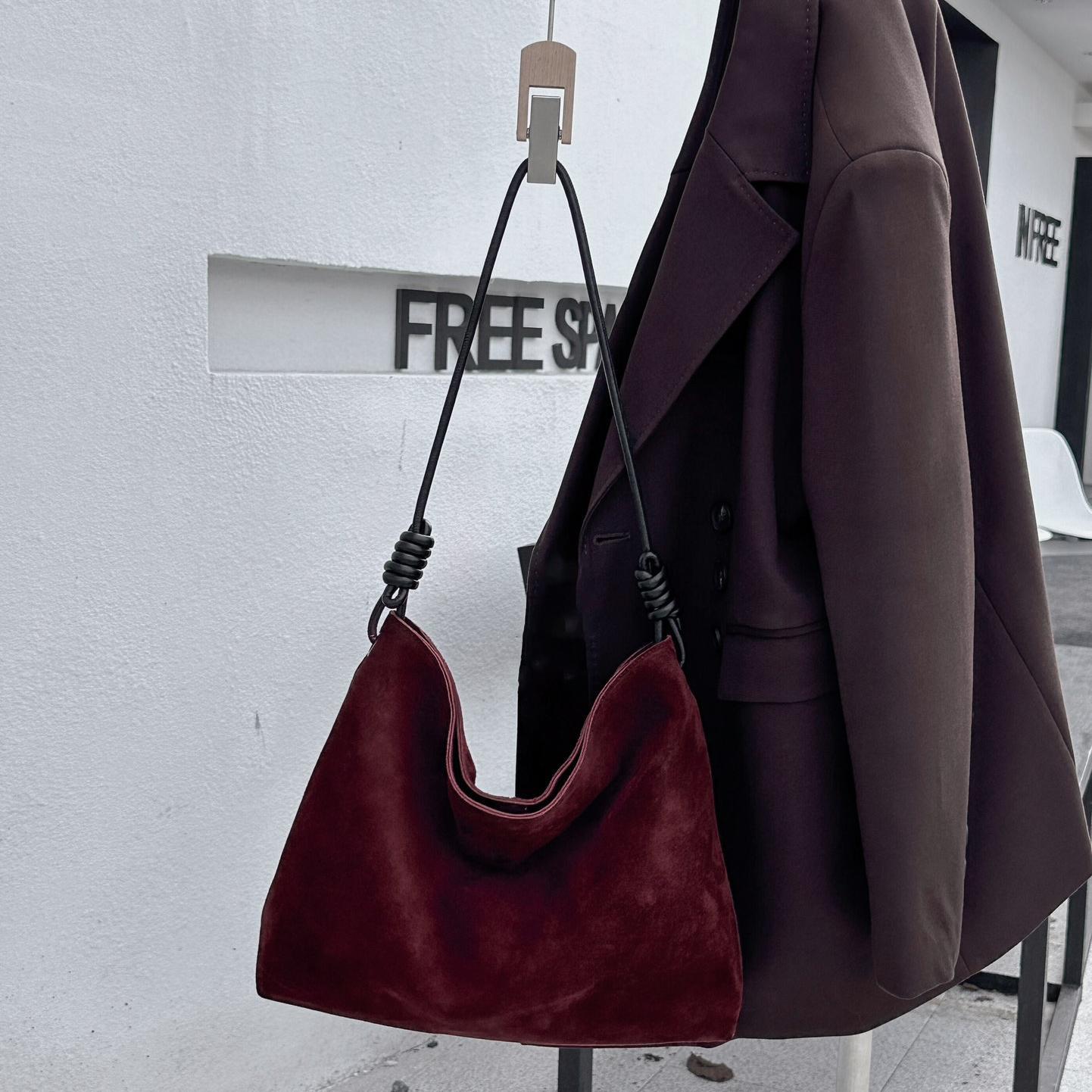 Luxury Vintage Suede Leather Large-Capacity Shoulder Bag