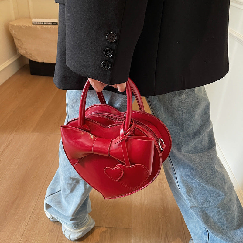 bow heart bag fashion portable shoulder messenger bag