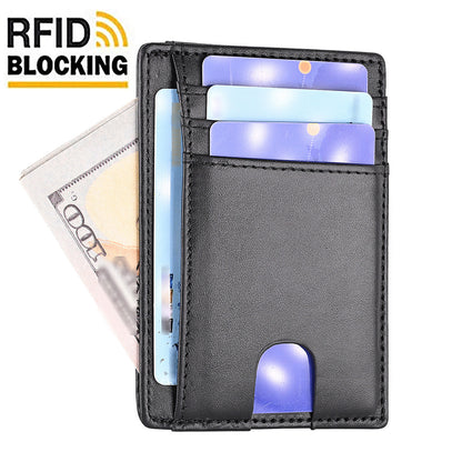 multiple card slots mens first layer cowhide wallet