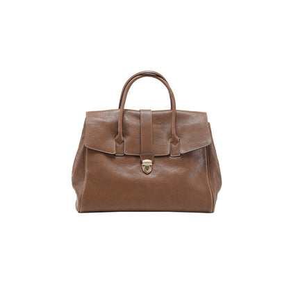 womens genuine leather retro large capacity commuter first layer vegetable tanned bag