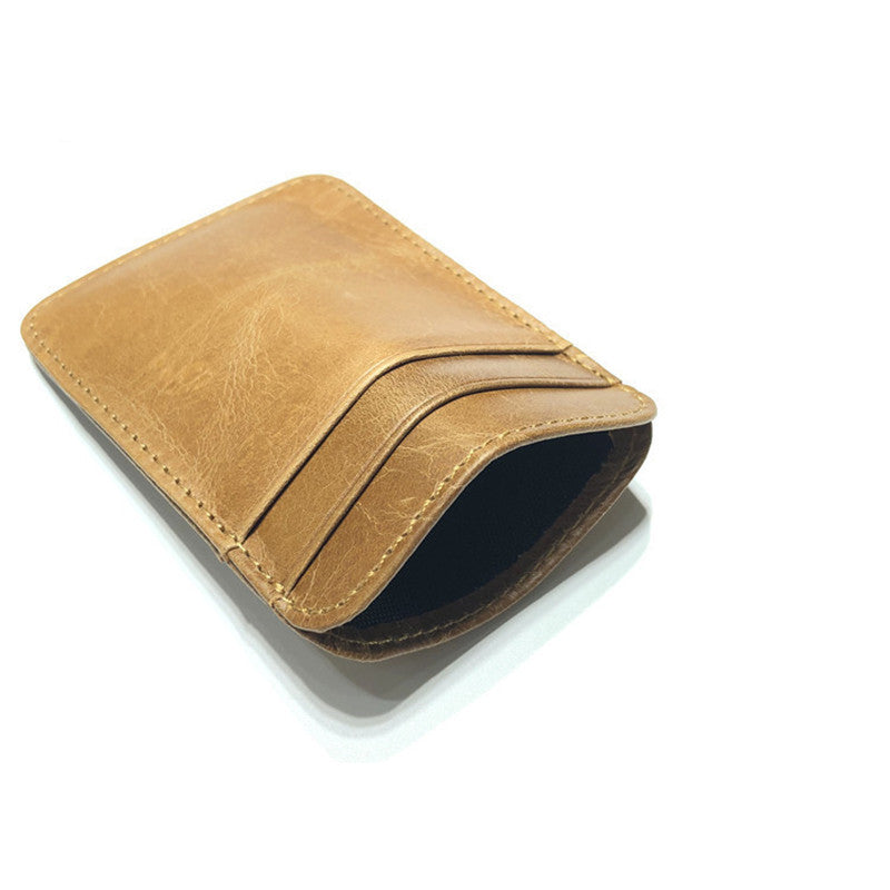 genuine leather men wallet brown coin purse small mini card