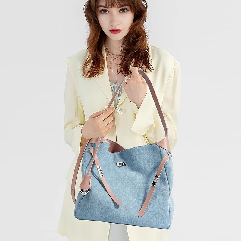 top-layer-cowhide-with-denim-fashion-all-match-large-capacity-shoulder-tote-bag