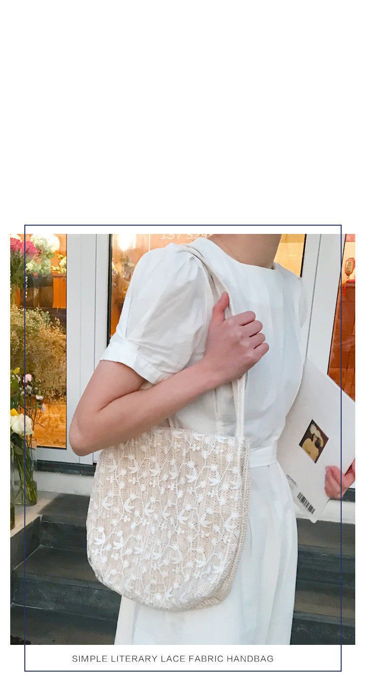 straw lace shoulder bag handbag bucket shopping bag
