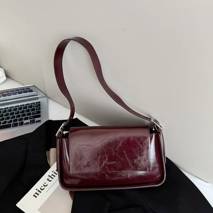 fashion winter all matching oil wax leather shoulder underarm bag